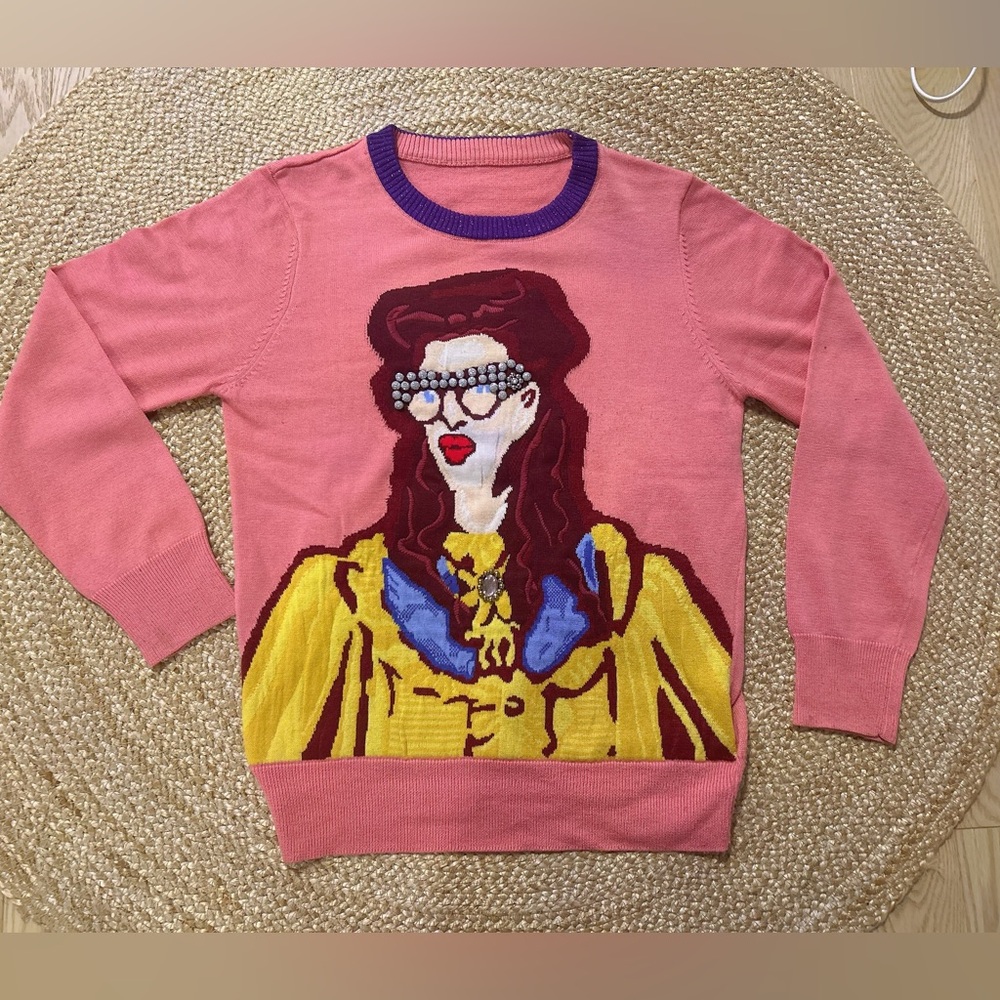 Trendy Pink Graphic Women's Sweater(BlingBling for holiday)